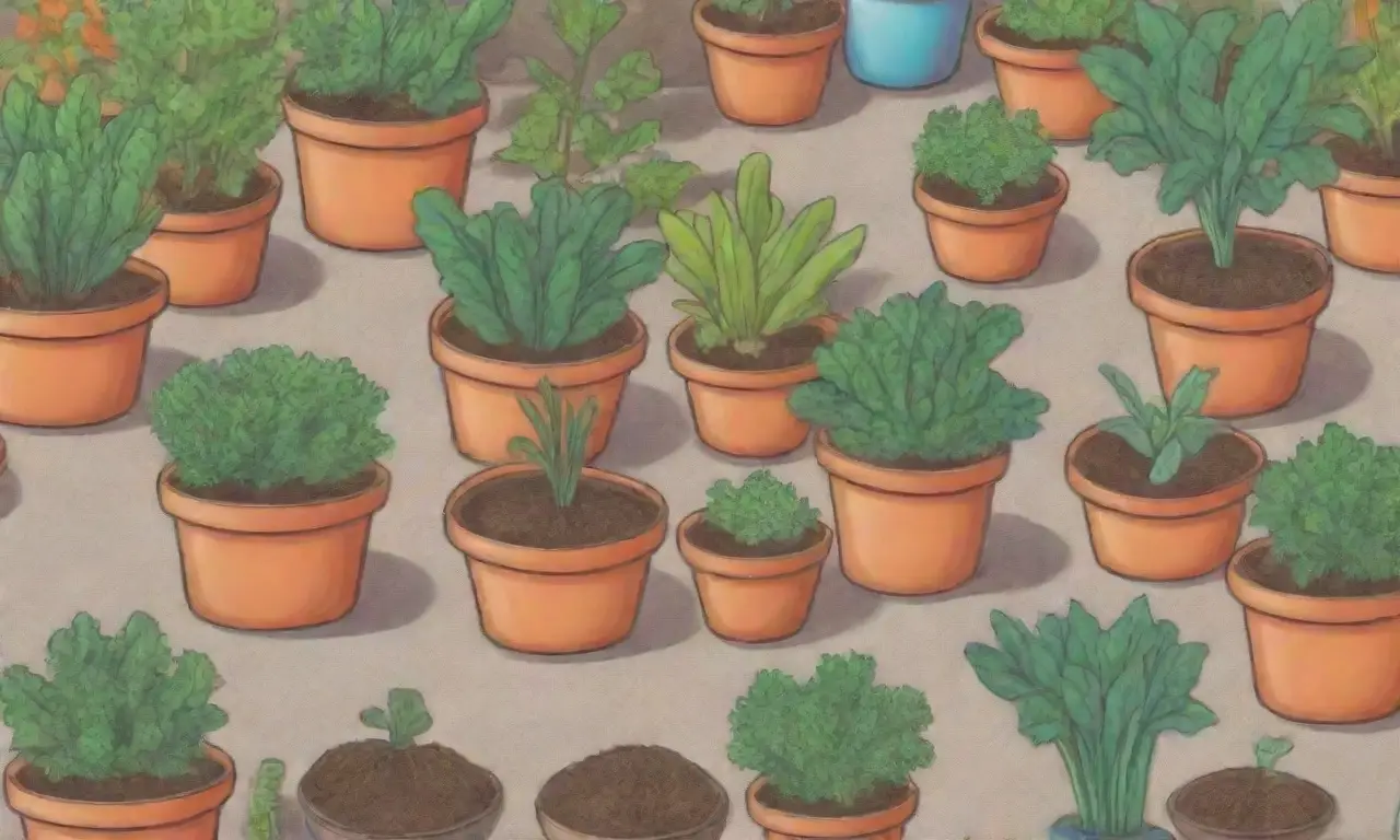 Ilustraciones coloridas y niños plantando verduras en un soleado jardín