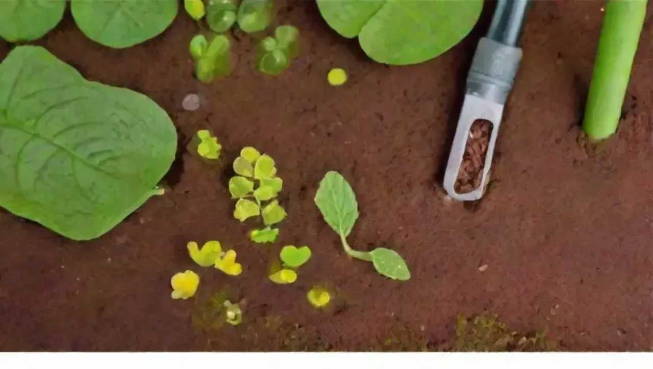 Un jardín vibrante y lleno de vida con legumbres verdes, flores amarillas y suelo rico