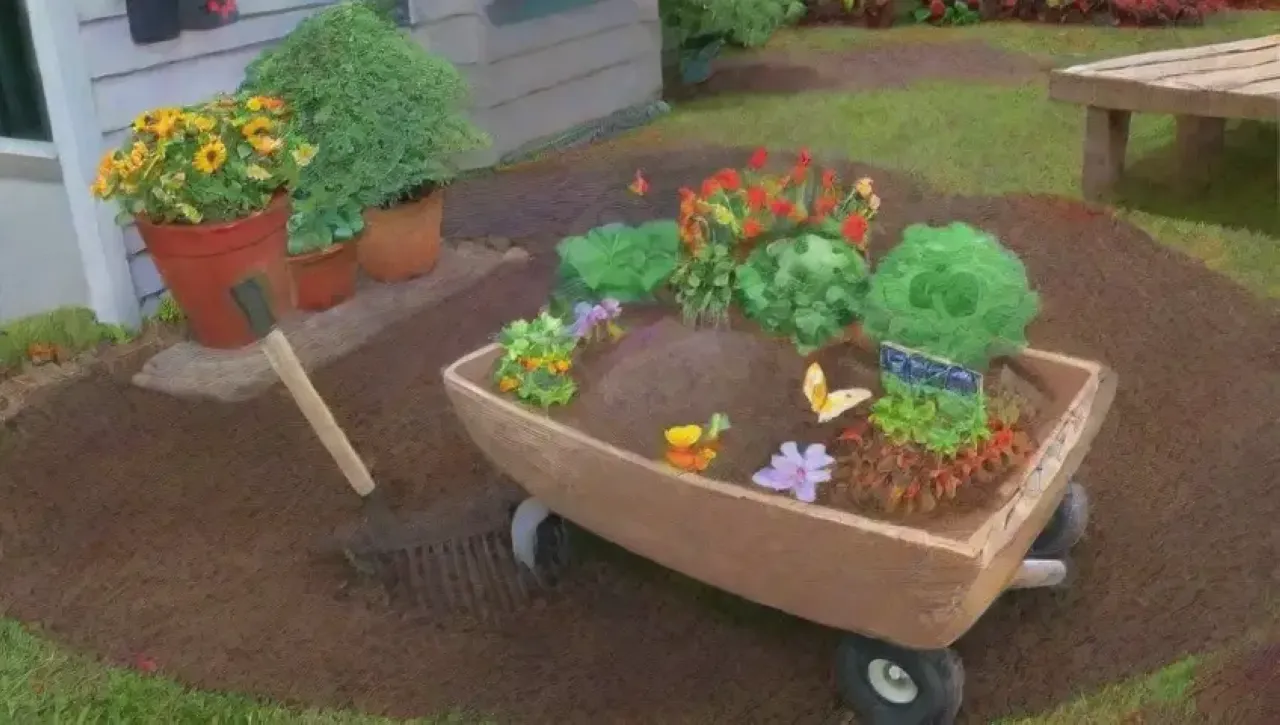 Un jardín vibrante y productivo lleno de vida y color