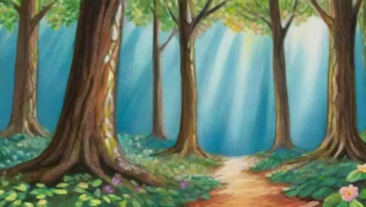 Un bosque vibrante y armonioso con luz, vida y belleza natural