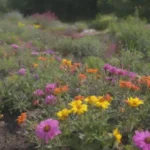 Jardín sostenible con flores coloridas