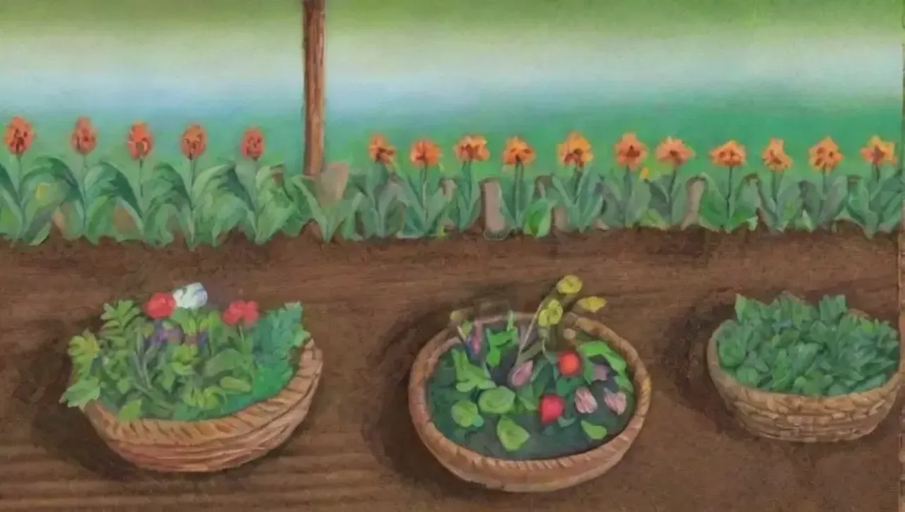 Un paisaje agrícola vibrante y sostenible lleno de vida y tradiciones