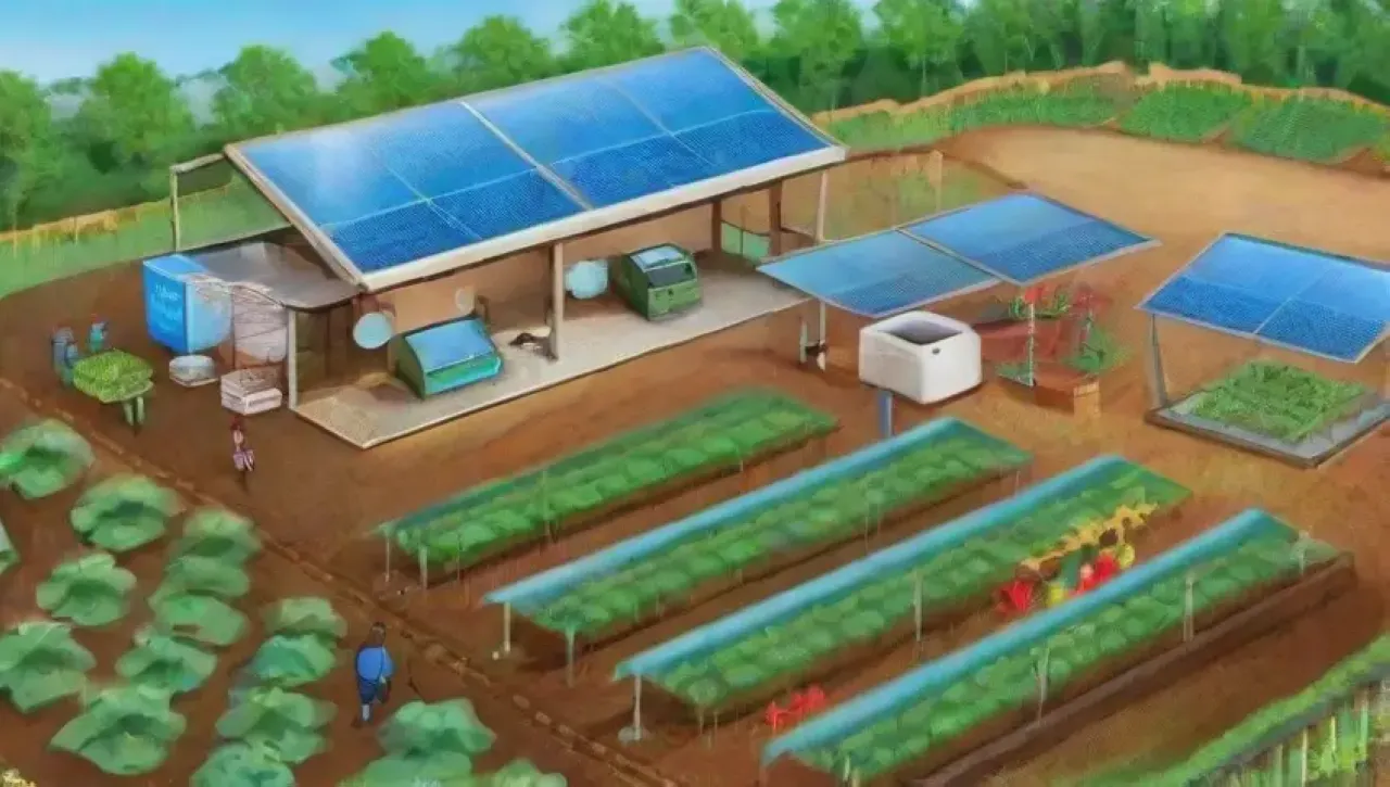 Campos verdes vibrantes con tecnología agrícola sostenible y cultivos saludables
