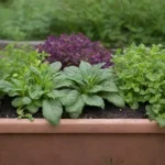Jardín vibrante con hierbas y vegetales sanos