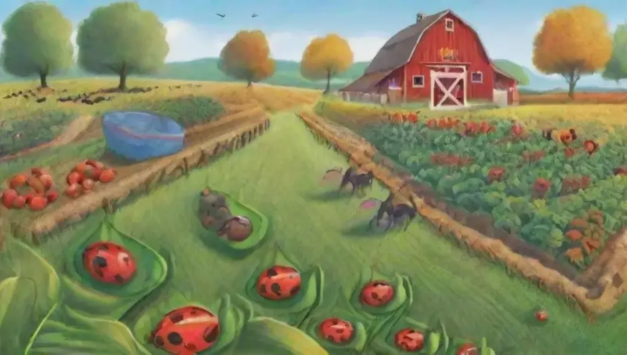 Un paisaje agrícola vibrante y armonioso lleno de vida y sostenibilidad
