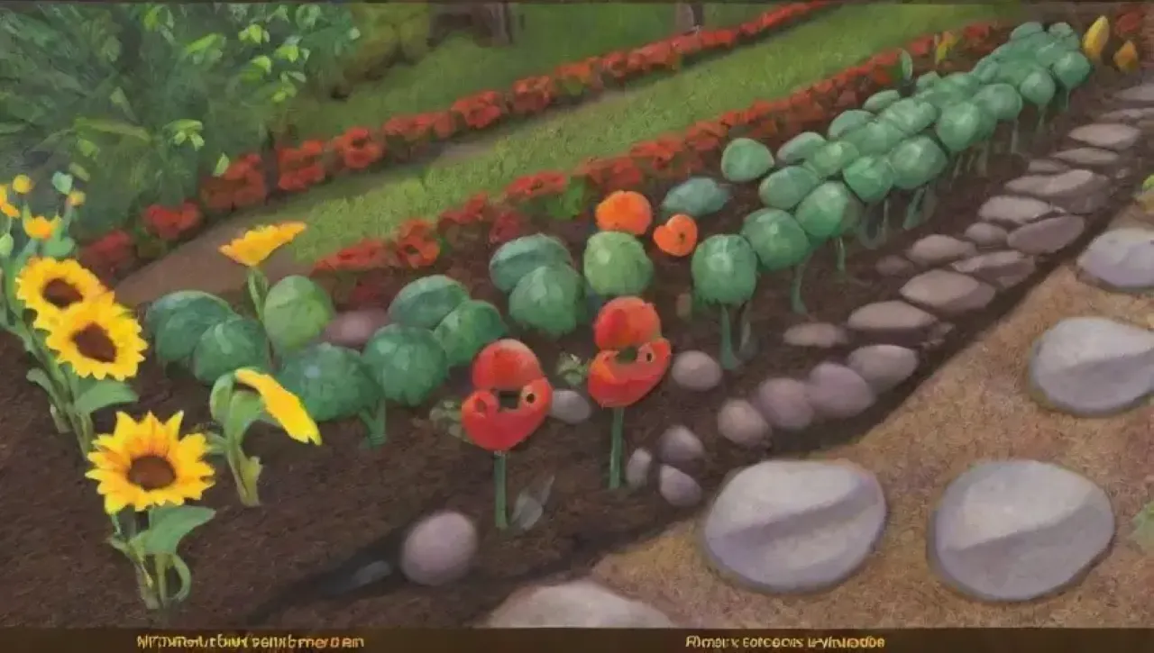 Un jardín vibrante y armonioso lleno de vida y colores