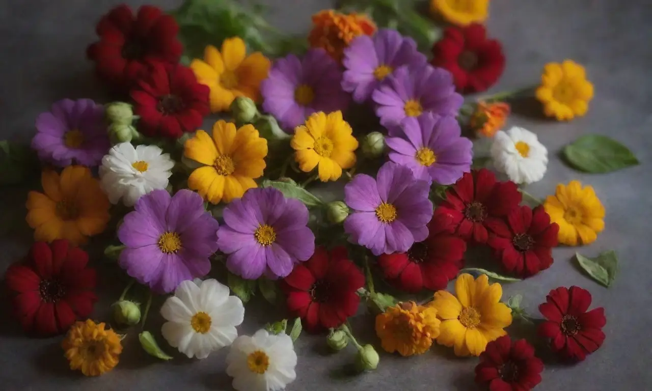 Recetas simples con flores comestibles y frescos ingredientes coloridos