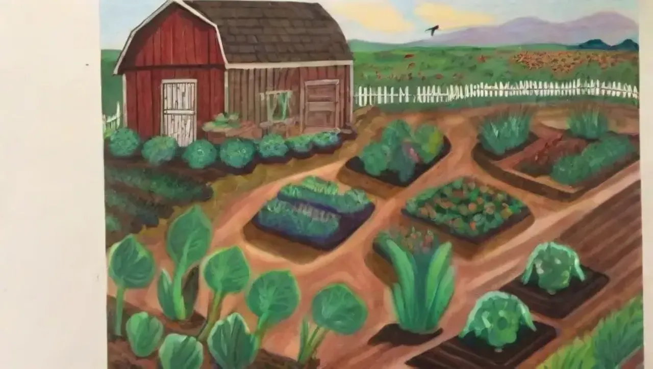 Un paisaje agrícola vibrante y fértil lleno de vida y cuidado