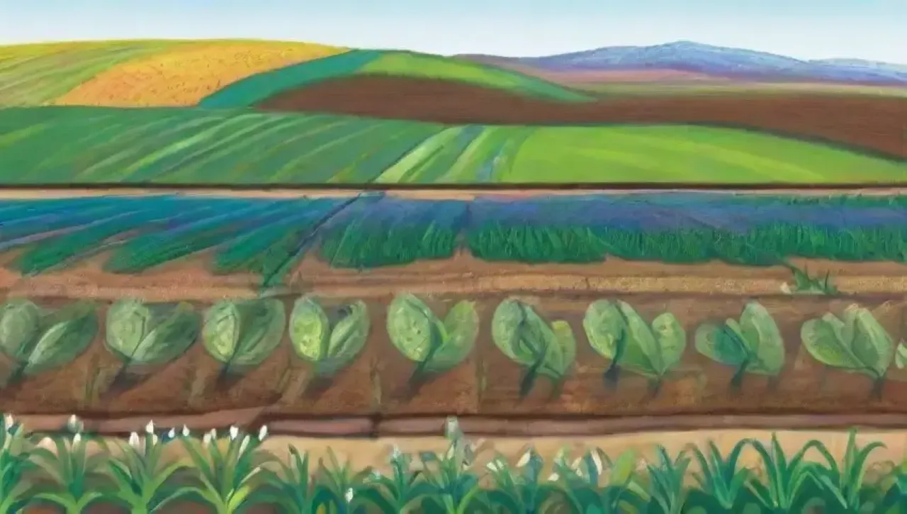 Un paisaje agrícola vibrante y sostenible lleno de vida