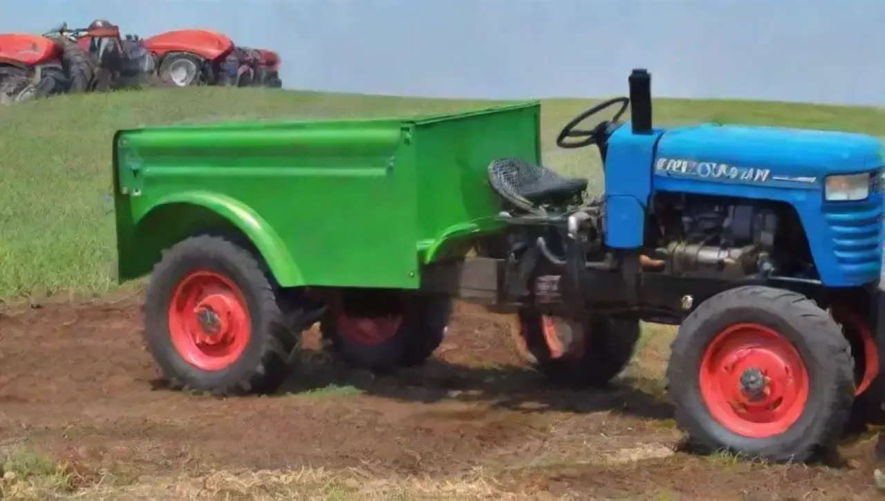 Campos verdes vibrantes y maquinaria agrícola en acción