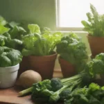 Jardín hogareño vibrante con verduras