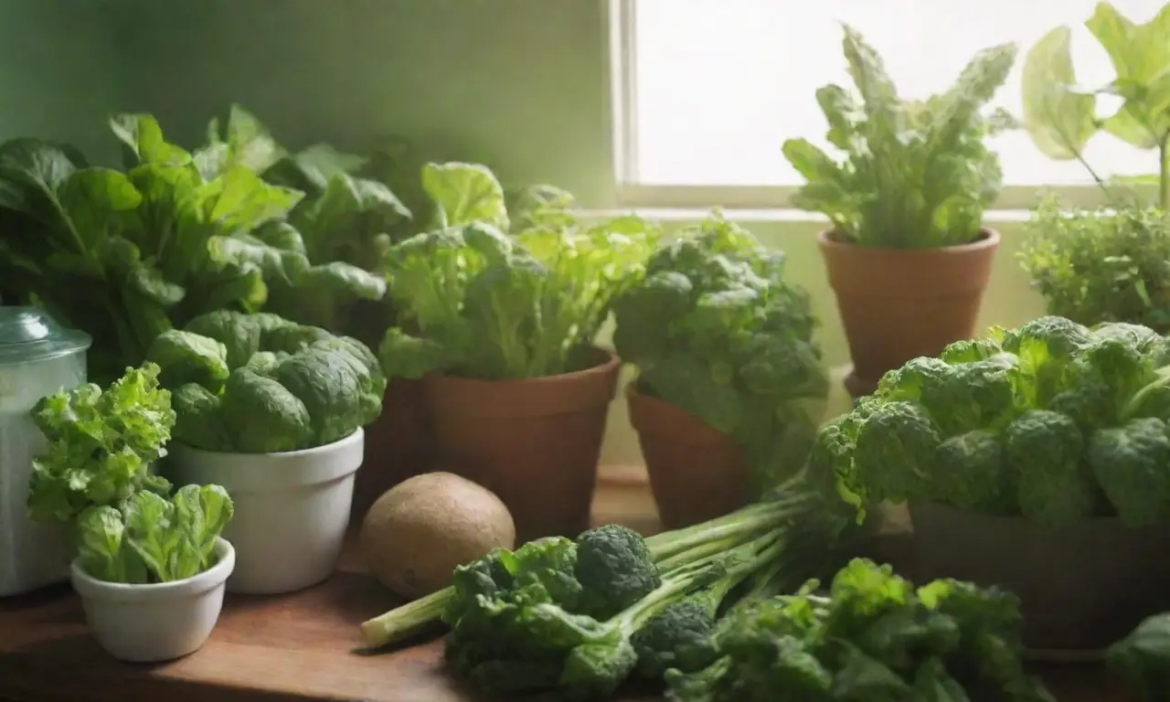 Jardín hogareño vibrante con verduras