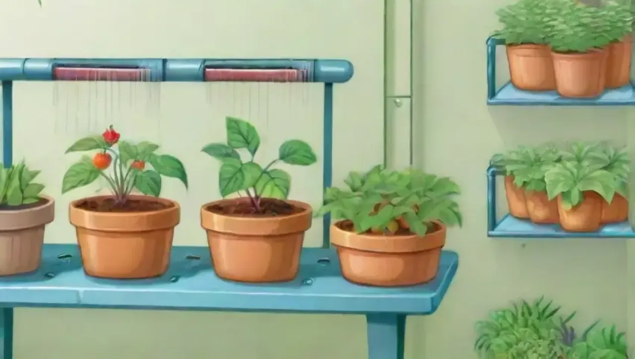 Un espacio sereno de cultivo hidropónico con plantas vibrantes y herramientas de medición