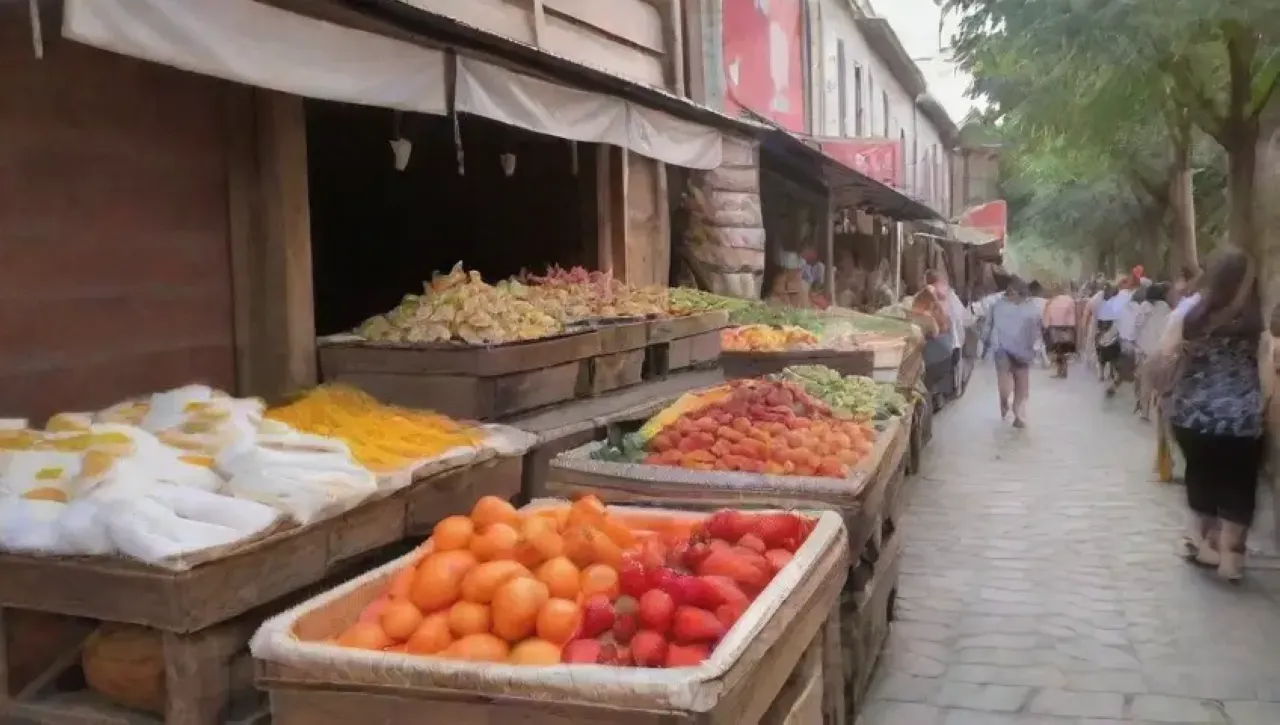 Un mercado vibrante lleno de frutas, artesanías, risas y comunidad