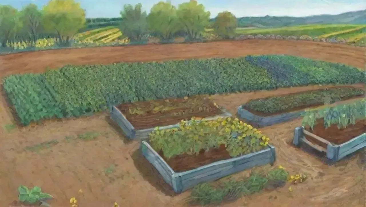 Campos verdes vibrantes con cultivos diversos y un ecosistema saludable