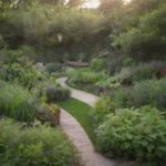 Jardín en terraza lleno de plantas y verduras vibrantes en un oasis urbano