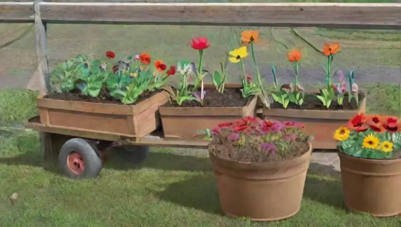 Un jardín comunitario vibrante y sostenible lleno de vida y aprendizaje