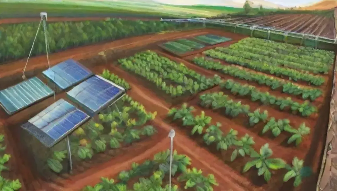 Tecnología y agricultura se fusionan en un paisaje vibrante y armonioso