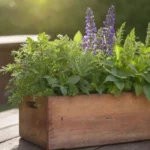 Jardín vibrante de hierbas medicinales en un entorno armonioso