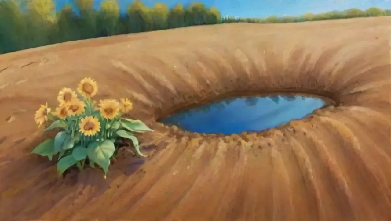 Un paisaje vibrante de arena, flores silvestres y vida natural bajo un cielo azul