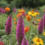 Jardín soleado con flores coloridas