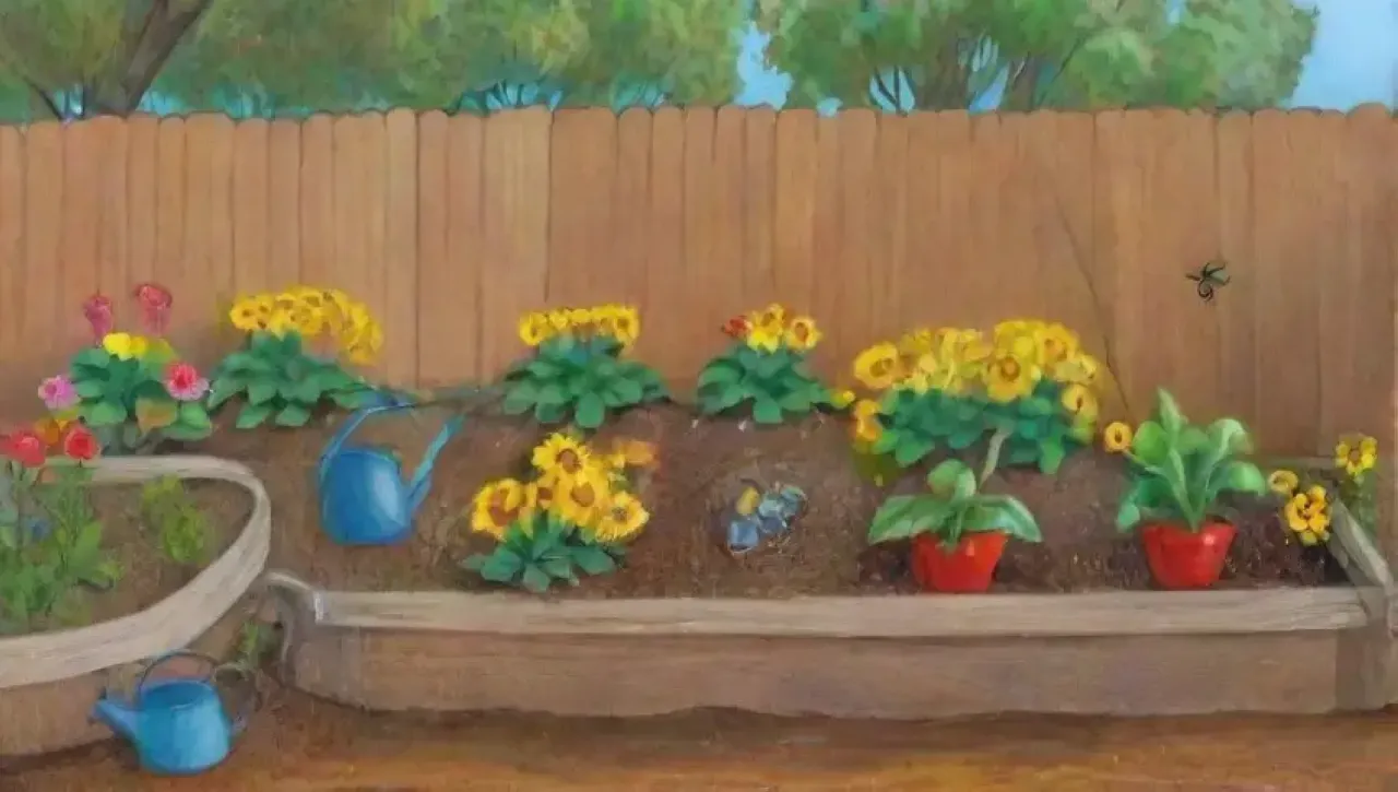 Un jardín vibrante y sereno lleno de vida y color