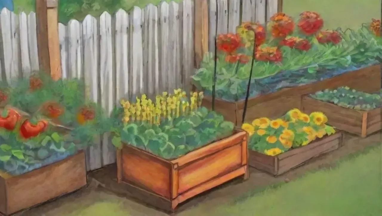 Un jardín vibrante y colorido lleno de vida y promesas de cosecha