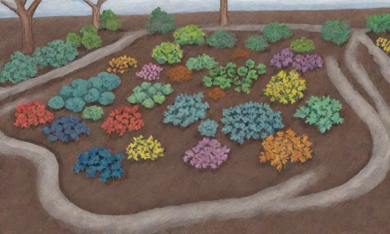 Jardín colorido cubierto de escarcha