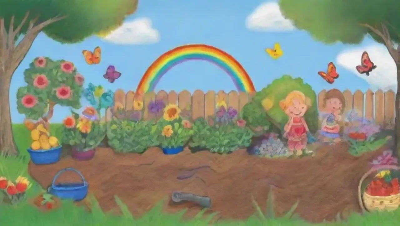 Un colorido y alegre jardín infantil lleno de risas, flores y aventuras