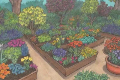 Camas de jardín con colores vibrantes y diseños creativos
