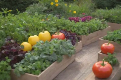 Jardín vibrante con verduras