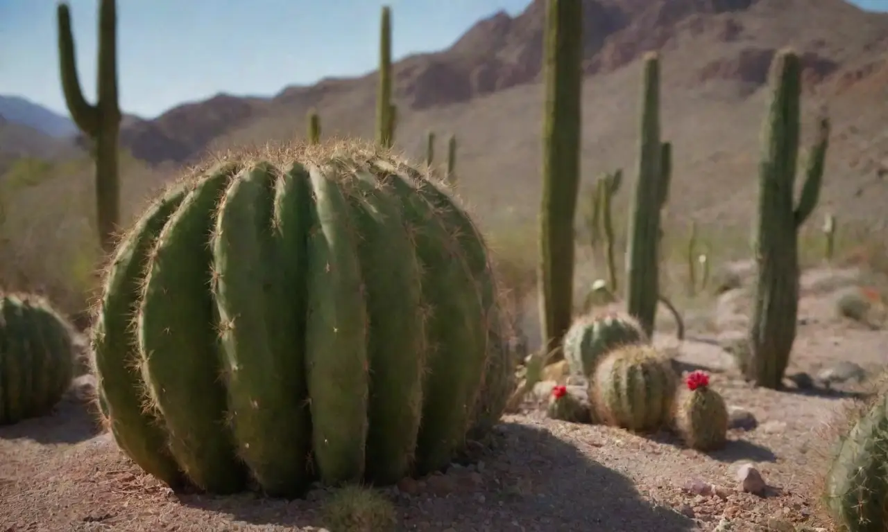 Cactus exóticos en colores vibrantes y formas únicas embellecen el jardín