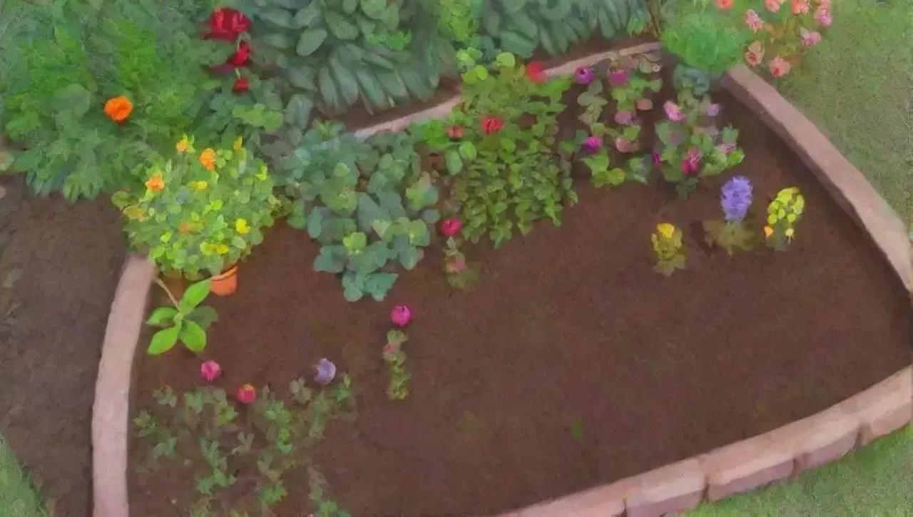 Un jardín vibrante y armonioso lleno de vida y colores