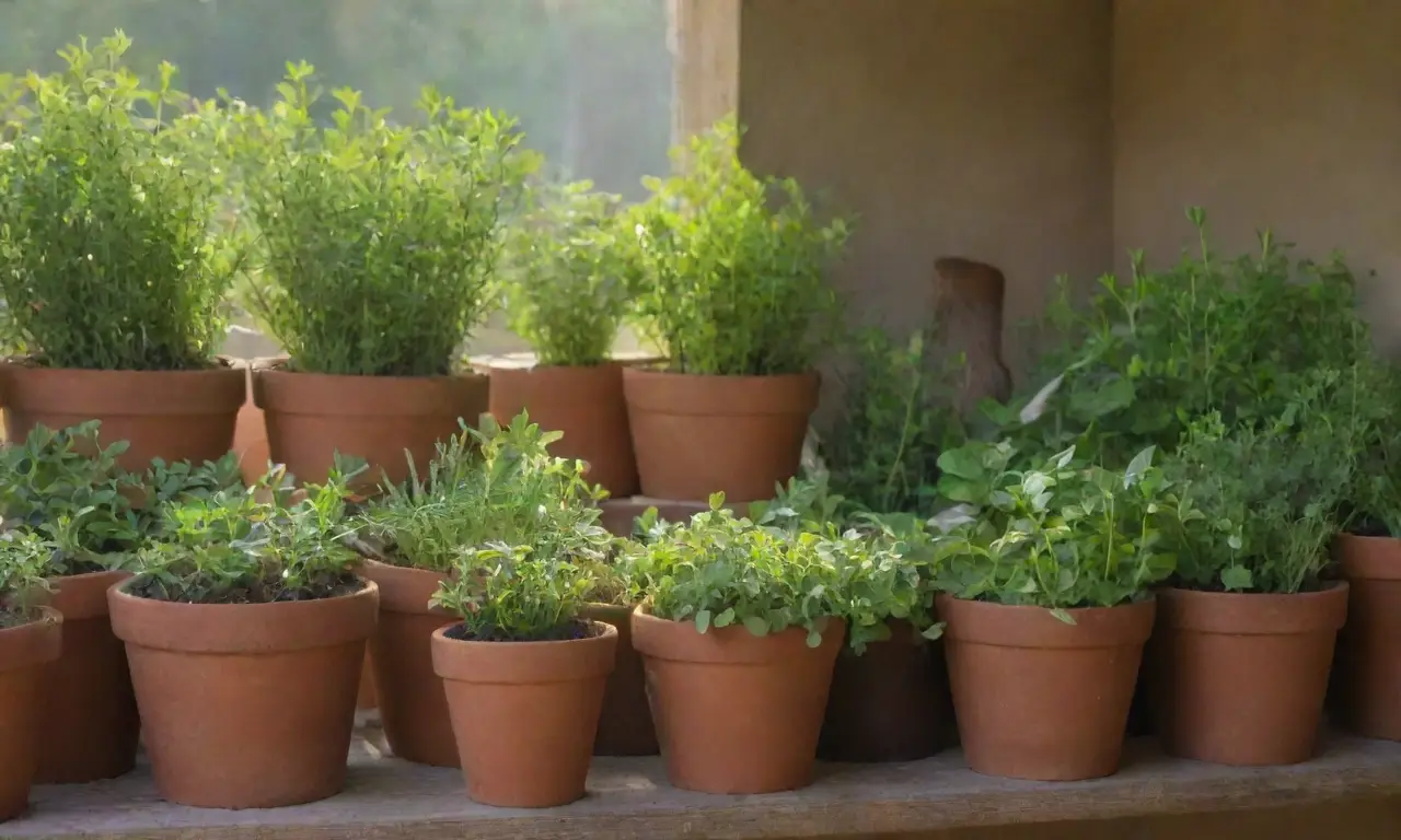Jardín de hierbas aromáticas en un entorno tranquilo