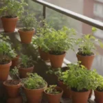 Jardines pequeños en balcones urbanos con hierbas y verduras coloridas