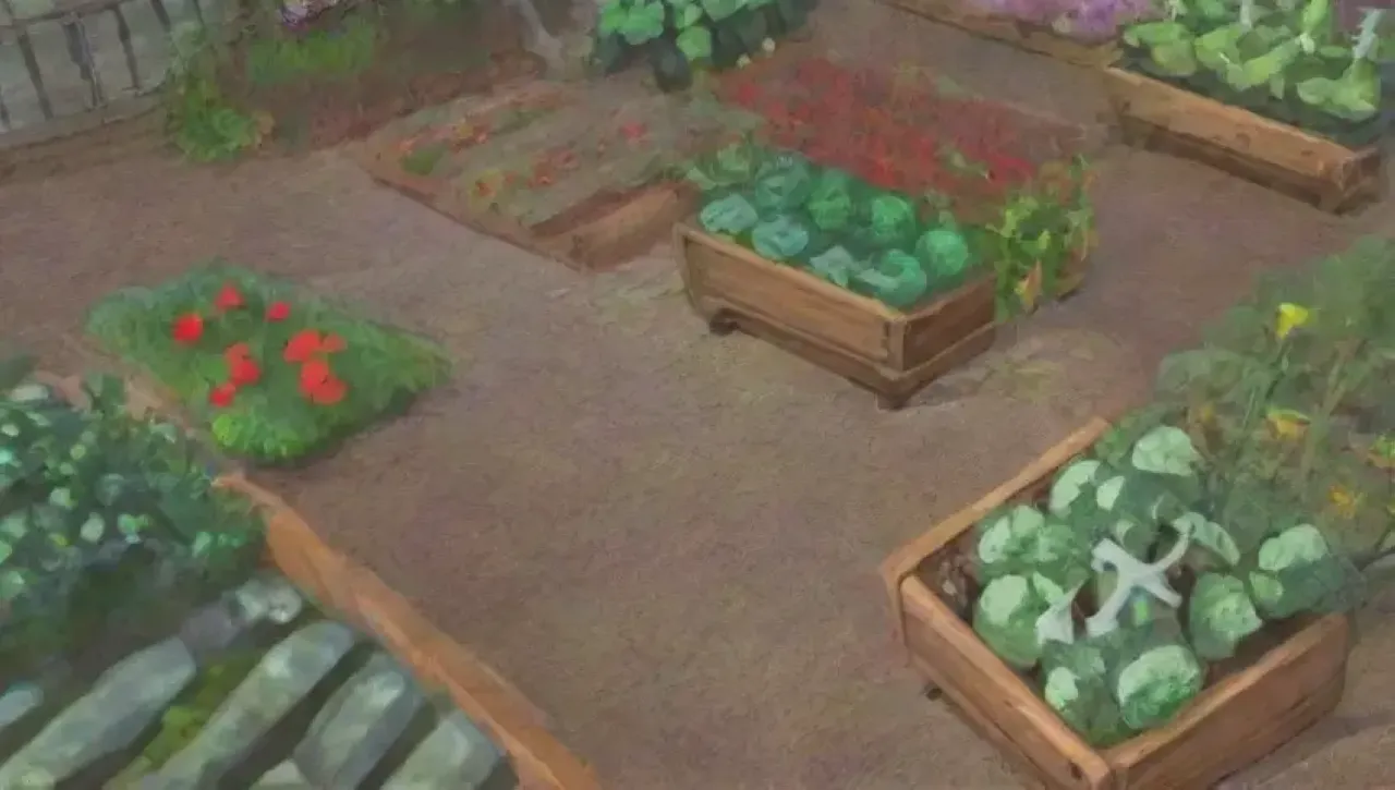 Un jardín vibrante y armonioso lleno de vida y colores