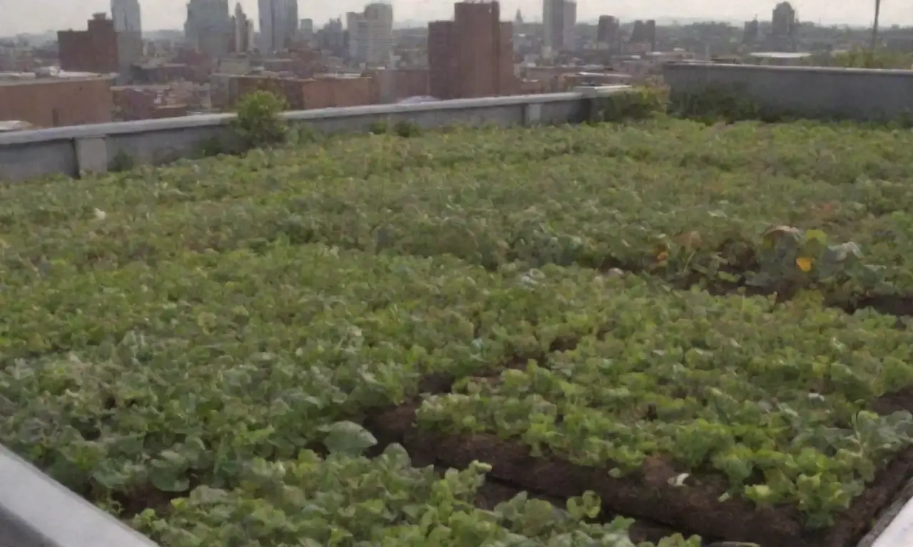 Techos verdes vibrantes y jardines urbanos sostenibles con abundante producción