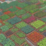Cultivos de alto rendimiento y técnicas modernas en jardines urbanos coloridos y productivos