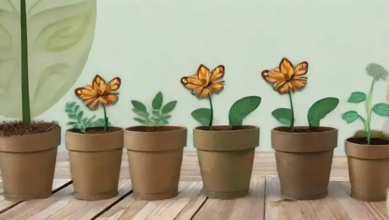 Un vibrante jardín sostenible lleno de colores, texturas y vida