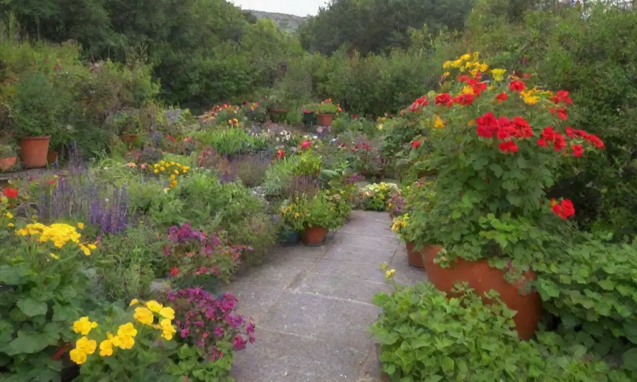Imágenes coloridas de jardines vibrantes y prácticas de jardinería eco-amigables