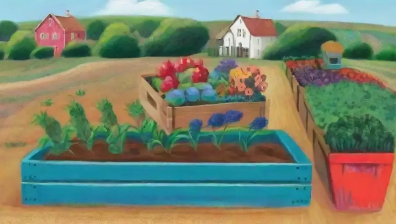 Un vibrante paisaje agrícola lleno de vida, colores y prácticas sostenibles