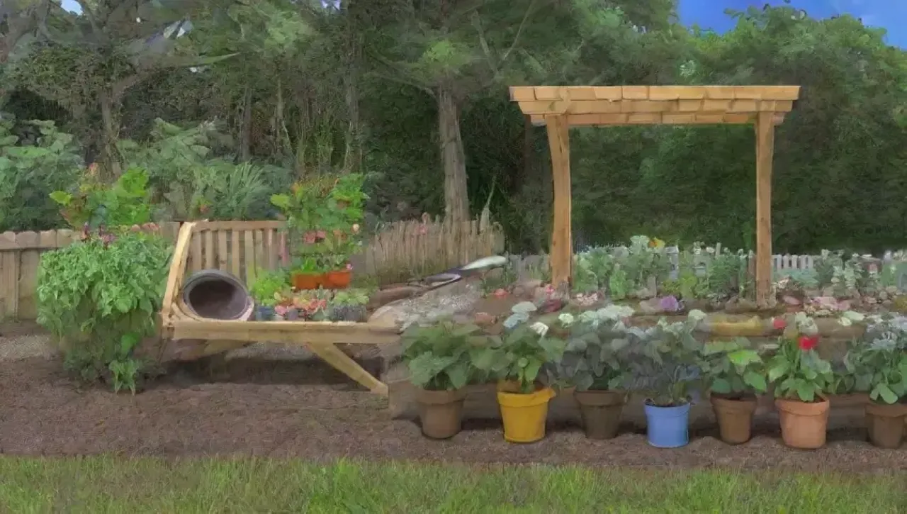 Un jardín vibrante y tranquilo lleno de vida y color