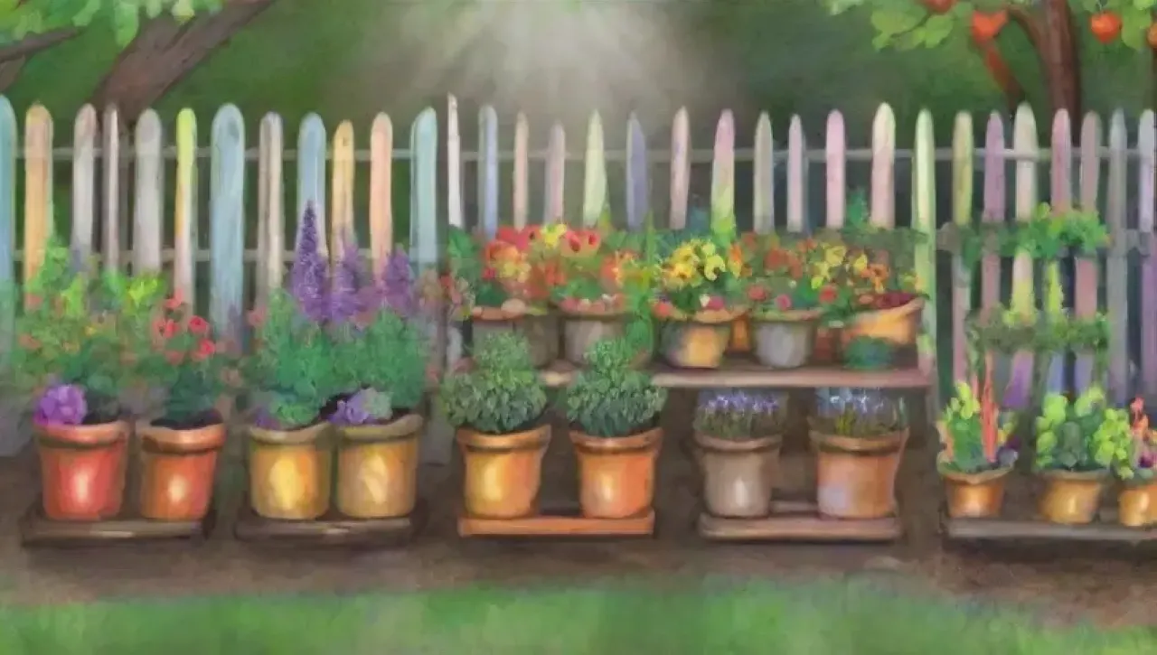 Un jardín vibrante y acogedor lleno de vida y color