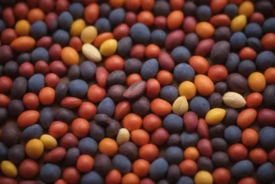 Semillas coloridas y variadas en un entorno vibrante