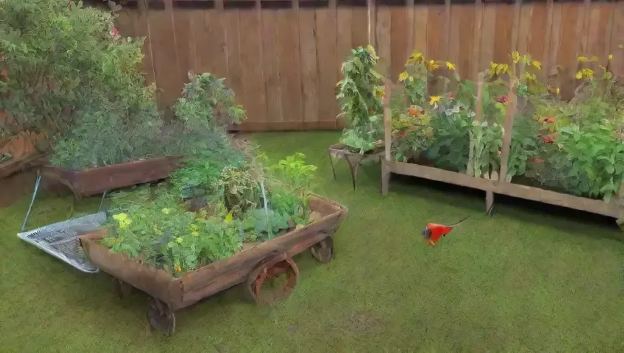 Un jardín vibrante lleno de vida y promesas de cosecha