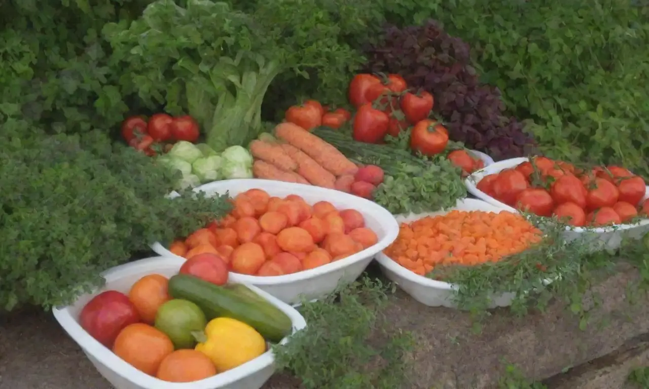 Comidas deliciosas y sanas de un jardín vibrante