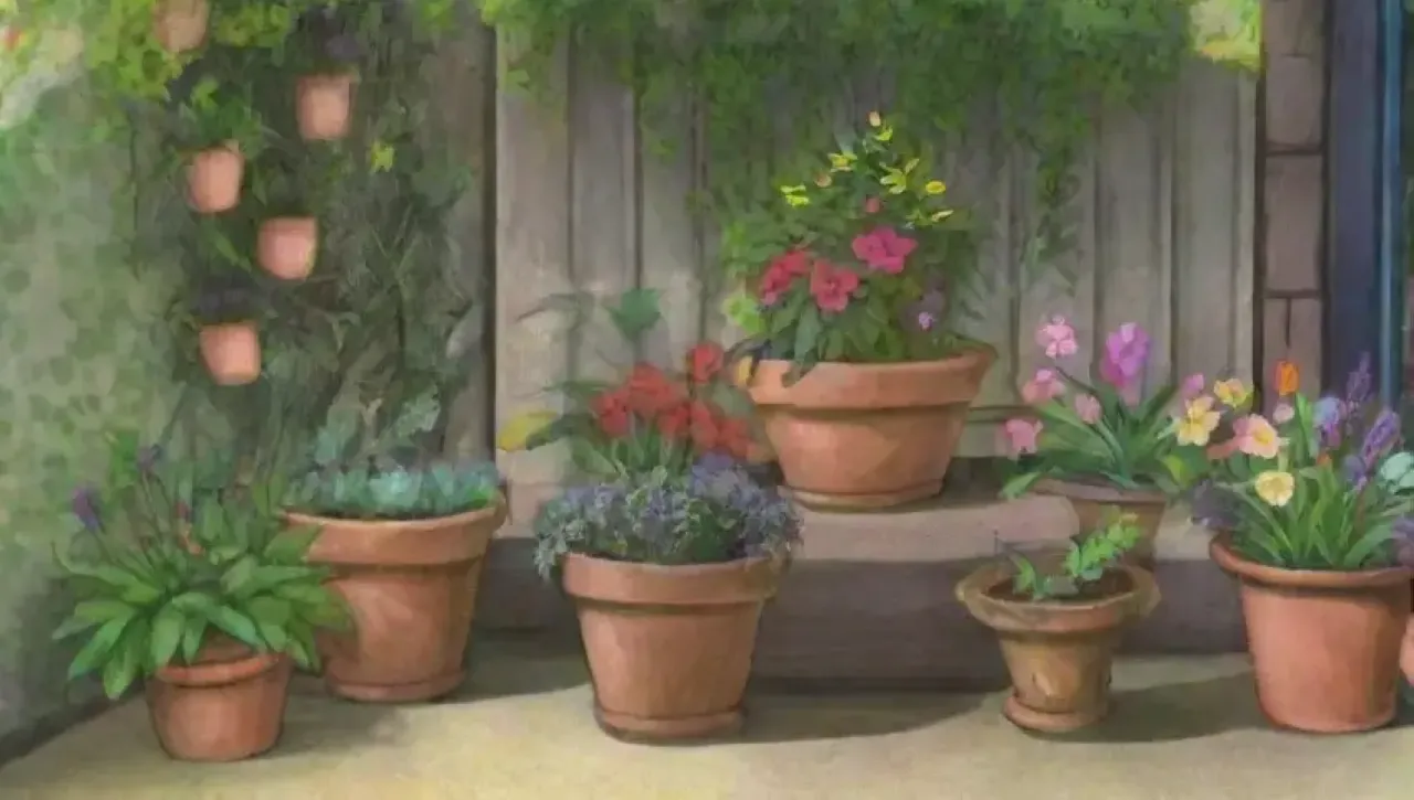 Un jardín vibrante y armonioso lleno de vida y color