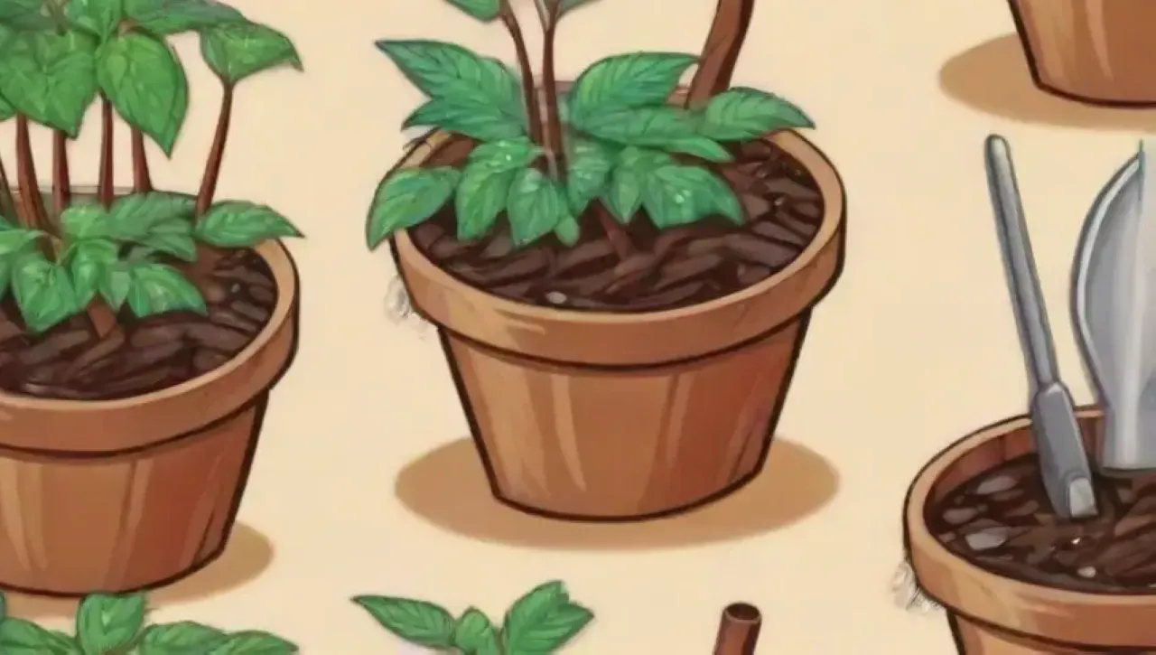 Un entorno de jardinería vibrante y armonioso con herramientas precisas y plantas saludables