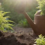 Plantas saludables en tierra rica