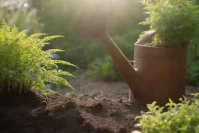 Plantas saludables en tierra rica